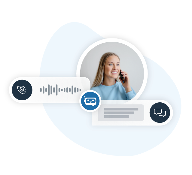 Grafik zeigt die Wahl zwischen Voicebot-Anruf und Chatbot-Nachricht.